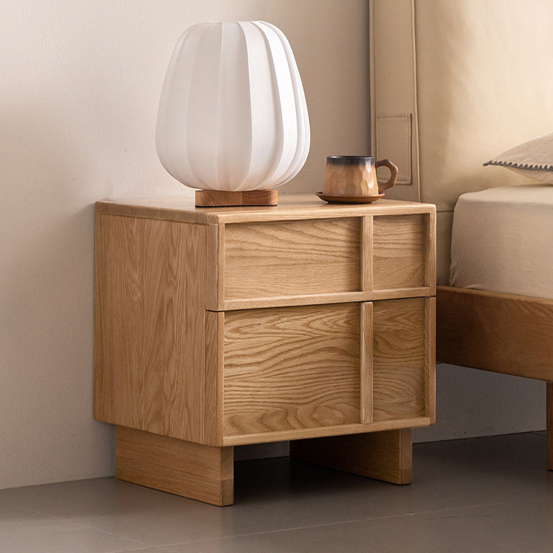 Warren solid oak bedside table with drawer in natural finish