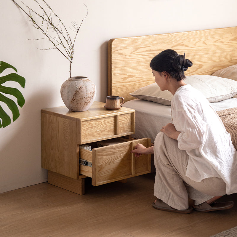 Warren solid oak bedside table with drawer in natural finish – view 4