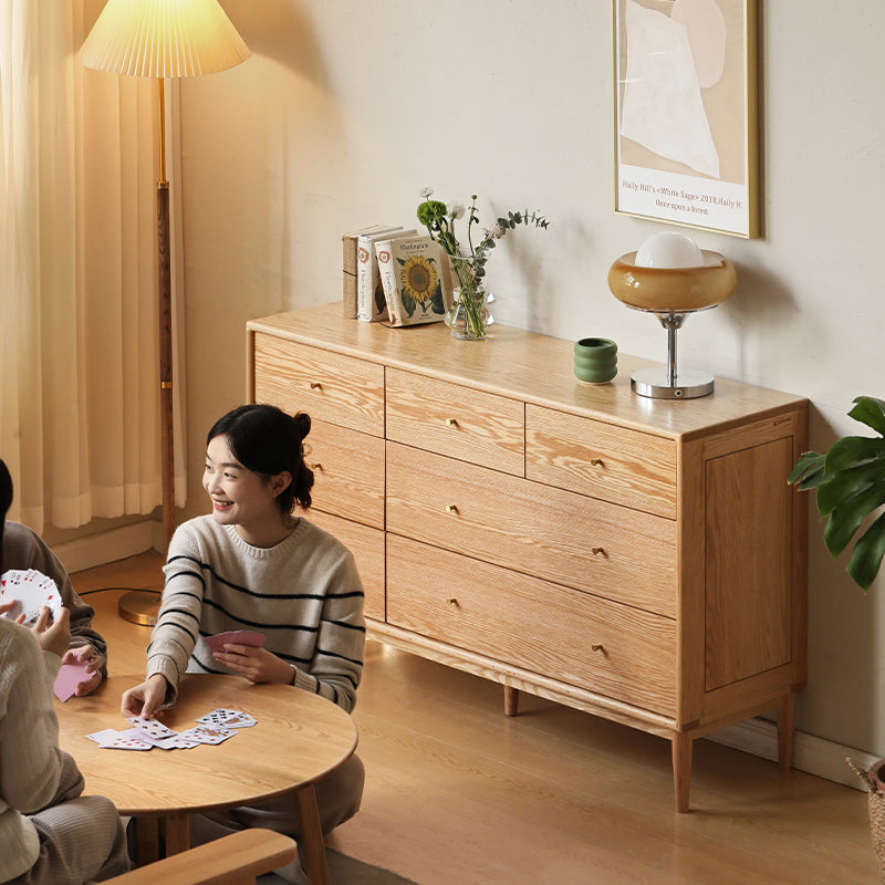 Owen Solid Oak Chest of Drawers, 7 Drawers, 135cm