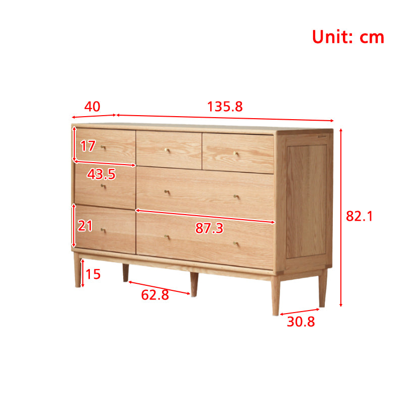 Owen Solid Oak Chest of Drawers, 7 Drawers, 135cm – view 5