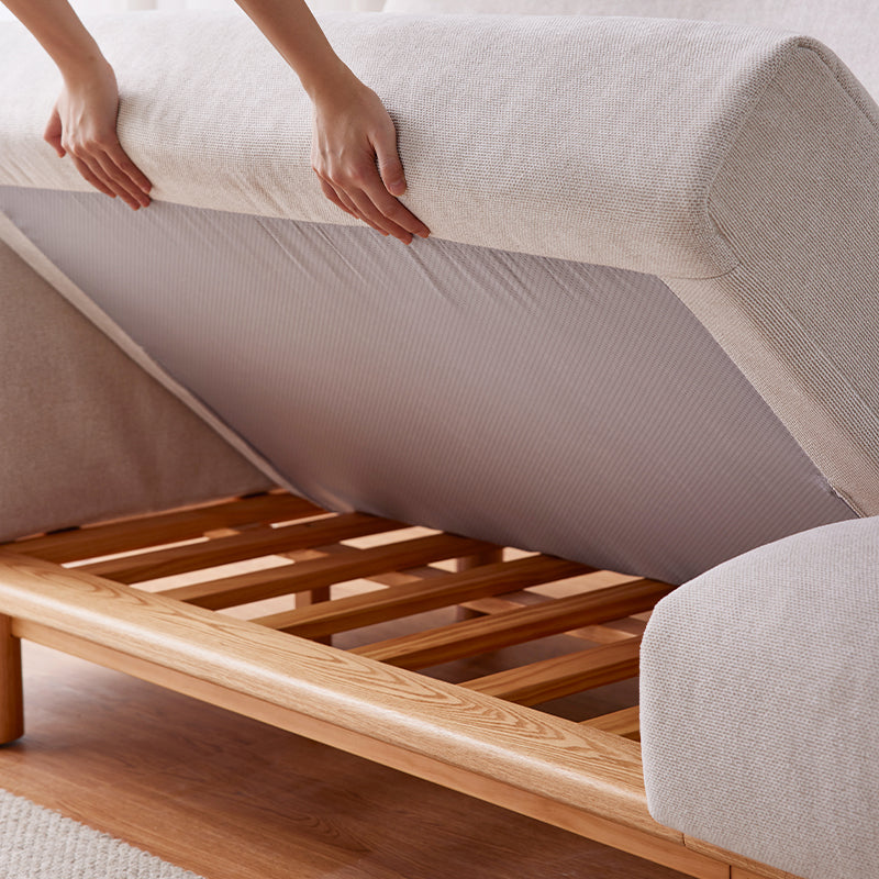 Holden 214cm/274cm/314cm FAS-Graded Solid American Oak Wood Multiple People Sofa Cotton-linen Blend Fabric