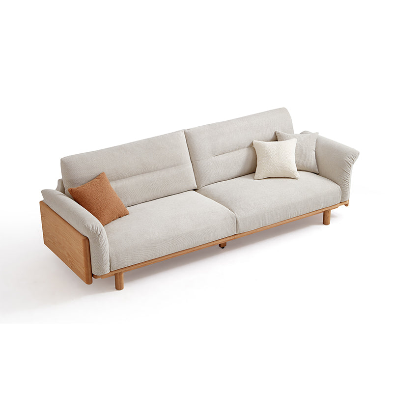Holden 214cm/274cm/314cm FAS-Graded Solid American Oak Wood Multiple People Sofa Cotton-linen Blend Fabric