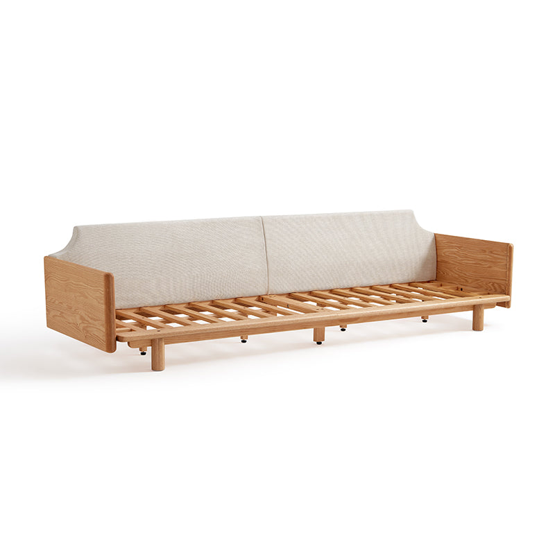 Holden 214cm/274cm/314cm FAS-Graded Solid American Oak Wood Multiple People Sofa Cotton-linen Blend Fabric