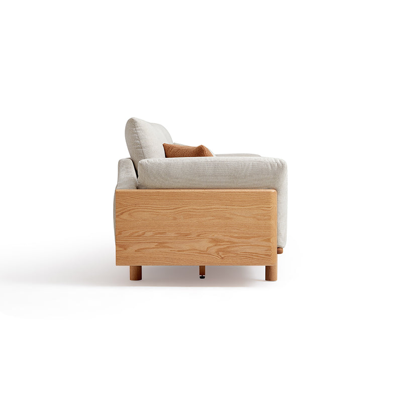 Holden 214cm/274cm/314cm FAS-Graded Solid American Oak Wood Multiple People Sofa Cotton-linen Blend Fabric