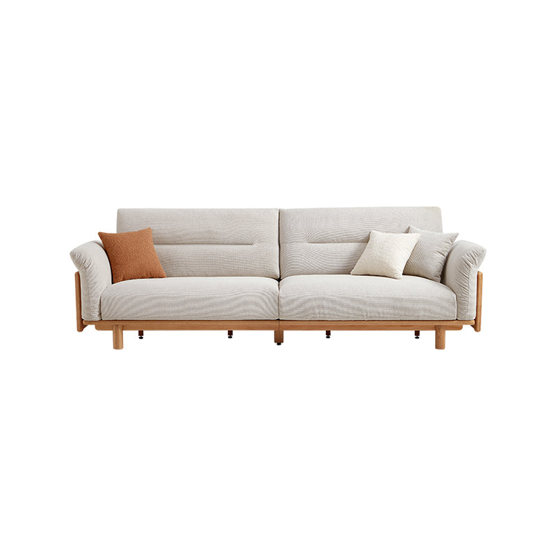 Holden 214cm/274cm/314cm FAS-Graded Solid American Oak Wood Multiple People Sofa Cotton-linen Blend Fabric