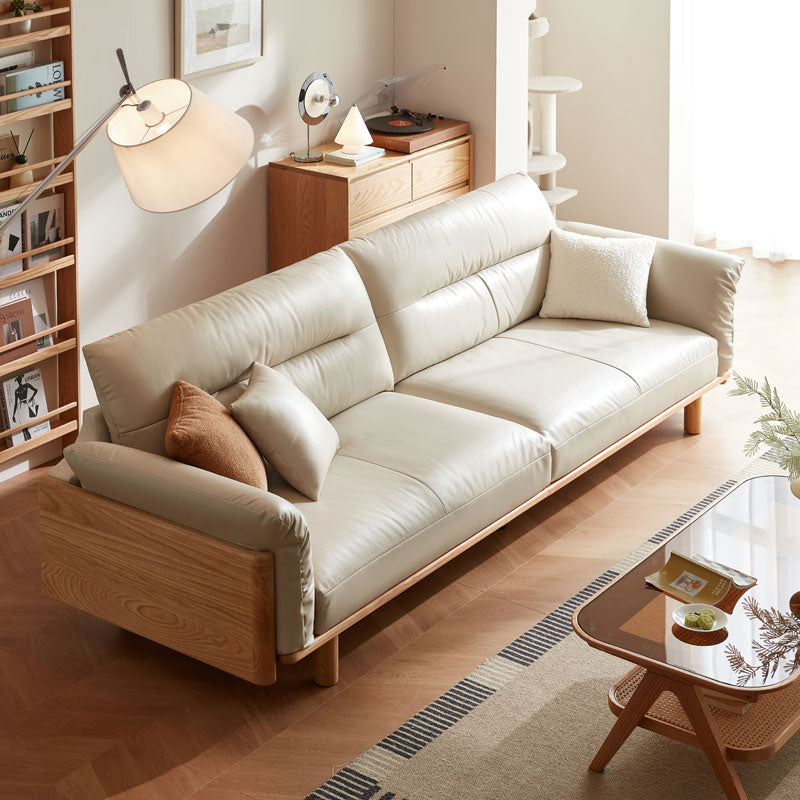Holden 214cm/274cm/314cm FAS-Graded Solid American Oak Wood Multiple People Sofa Top-grain Leather