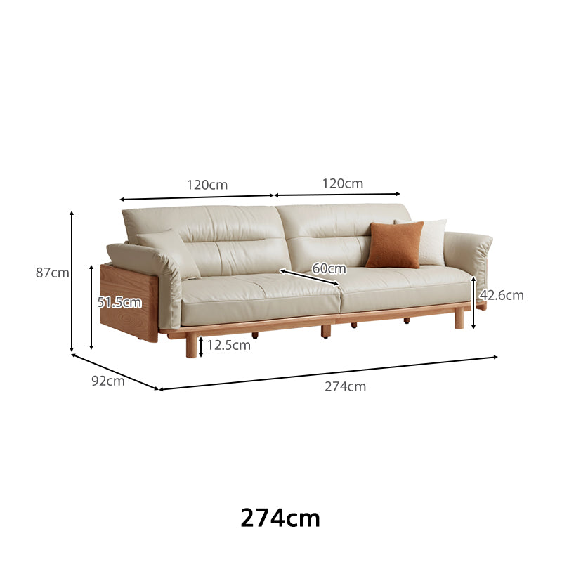 Holden 214cm/274cm/314cm FAS-Graded Solid American Oak Wood Multiple People Sofa Top-grain Leather