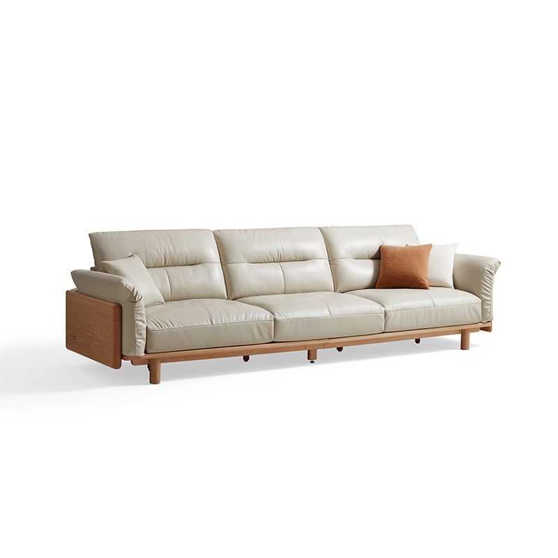Holden 214cm/274cm/314cm FAS-Graded Solid American Oak Wood Multiple People Sofa Top-grain Leather