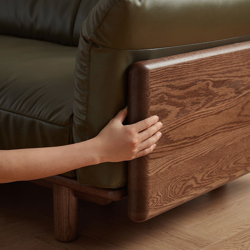 Holden 214cm/274cm/314cm FAS-Graded Solid American Oak Wood Multiple People Sofa Top-grain Leather