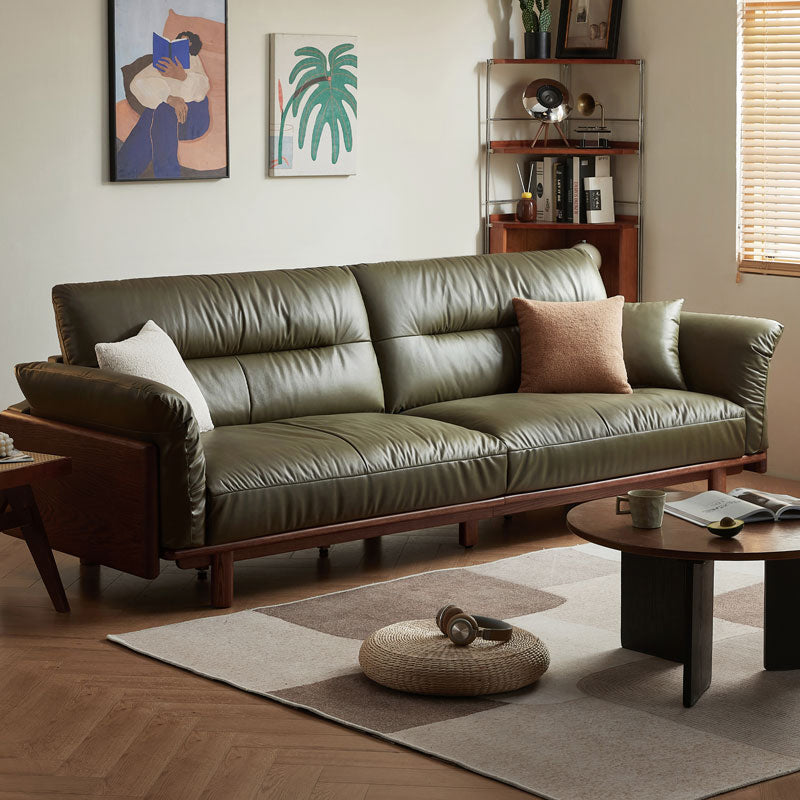 Holden 214cm/274cm/314cm FAS-Graded Solid American Oak Wood Multiple People Sofa Top-grain Leather