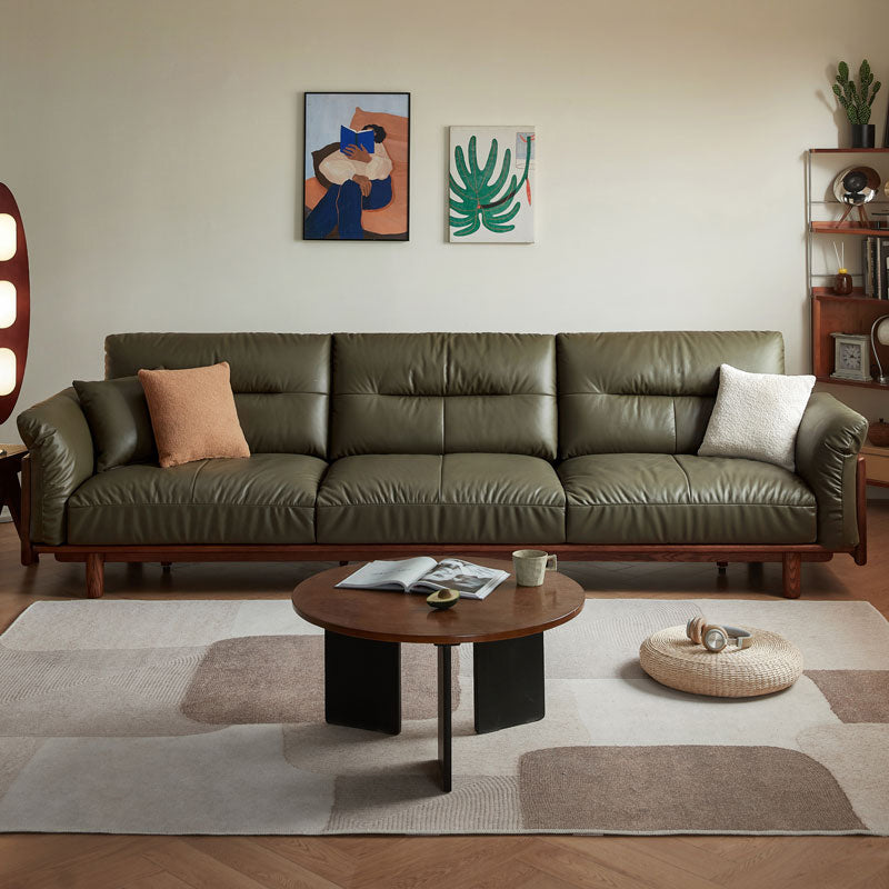 Holden 214cm/274cm/314cm FAS-Graded Solid American Oak Wood Multiple People Sofa Top-grain Leather