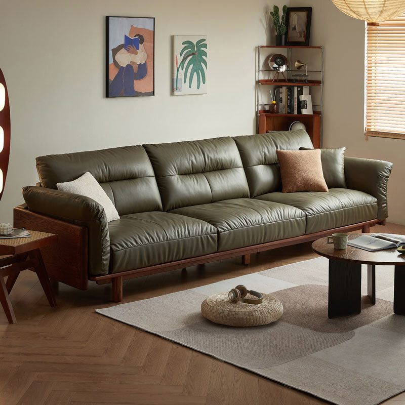 Holden 214cm/274cm/314cm FAS-Graded Solid American Oak Wood Multiple People Sofa Top-grain Leather
