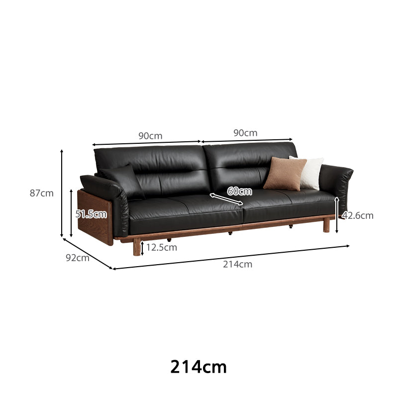 Holden 214cm/274cm/314cm FAS-Graded Solid American Oak Wood Multiple People Sofa Top-grain Leather