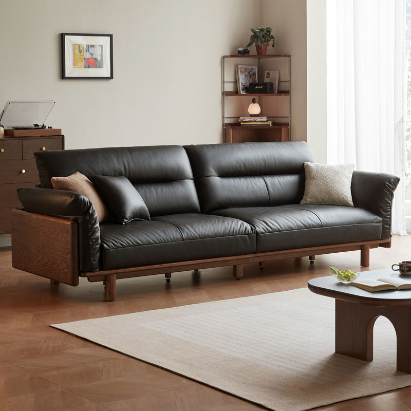 Holden 214cm/274cm/314cm FAS-Graded Solid American Oak Wood Multiple People Sofa Top-grain Leather