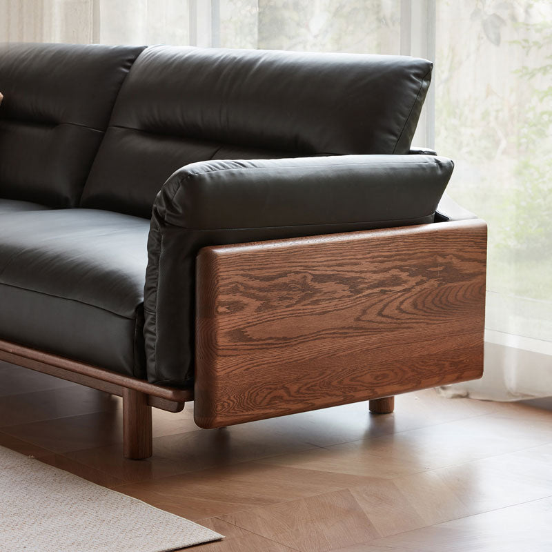 Holden 214cm/274cm/314cm FAS-Graded Solid American Oak Wood Multiple People Sofa Top-grain Leather