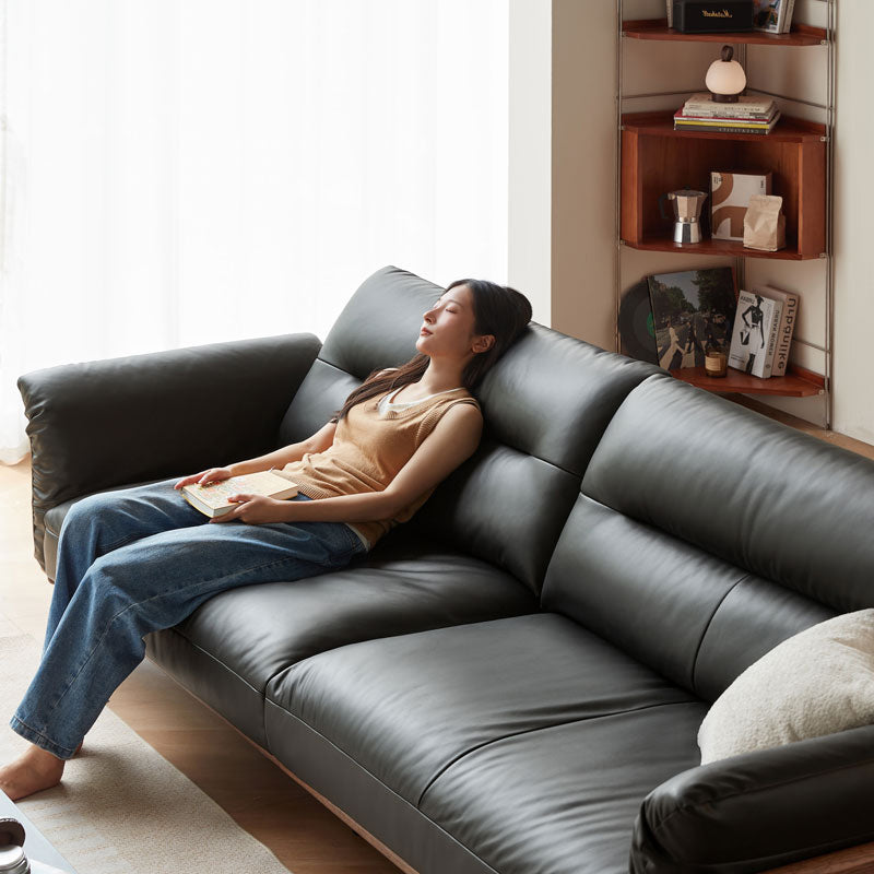 Holden 214cm/274cm/314cm FAS-Graded Solid American Oak Wood Multiple People Sofa Top-grain Leather