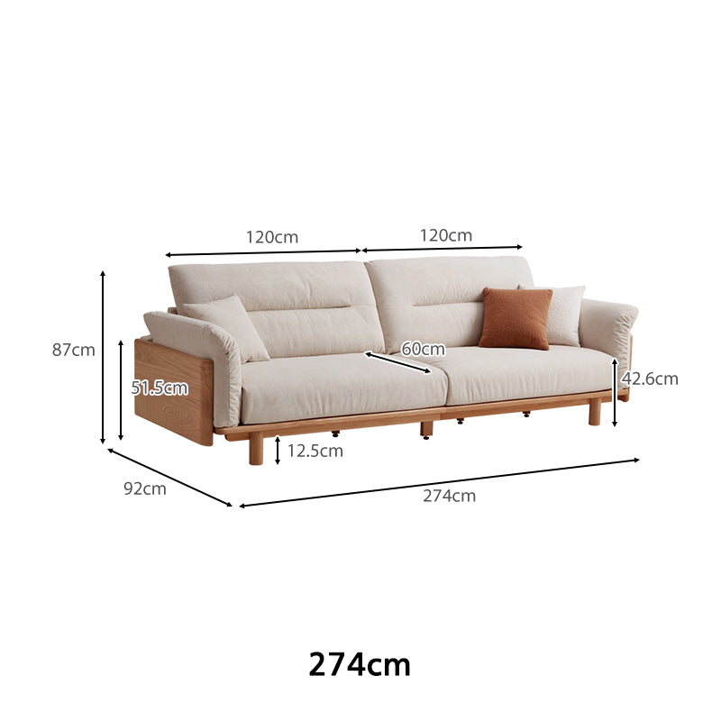 Holden 214cm/274cm/314cm FAS-Graded Solid American Oak Wood Multiple People Sofa Scratch-Resistant Fabric