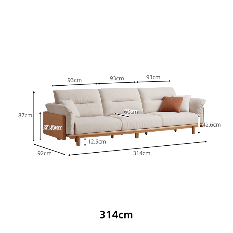 Holden 214cm/274cm/314cm FAS-Graded Solid American Oak Wood Multiple People Sofa Scratch-Resistant Fabric
