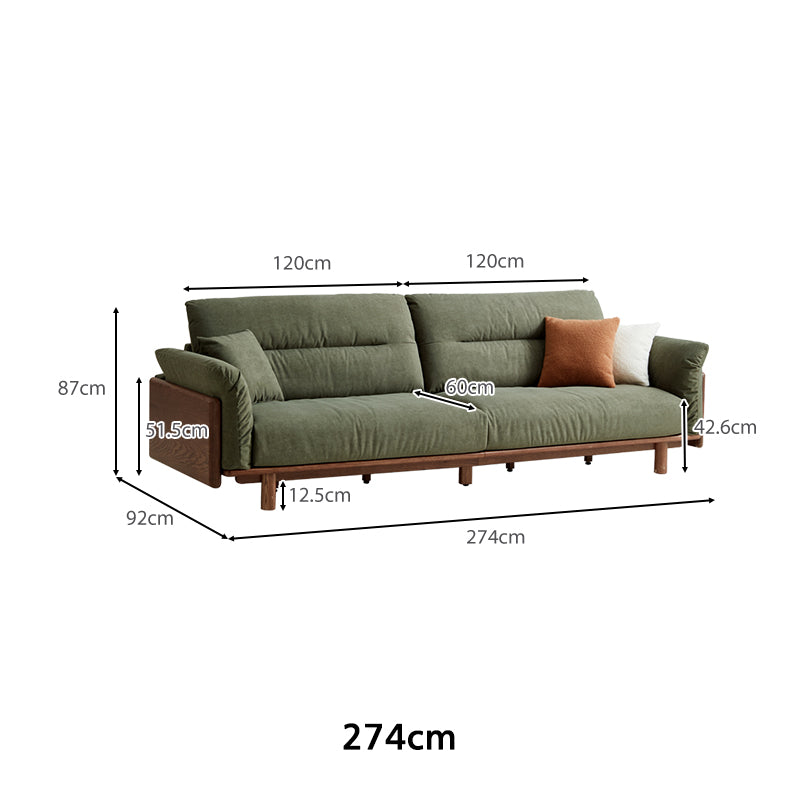 Holden 214cm/274cm/314cm FAS-Graded Solid American Oak Wood Multiple People Sofa Scratch-Resistant Fabric