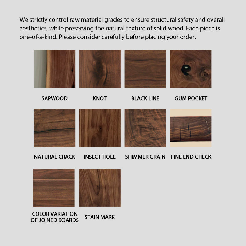 Aisha 180cm/200cm/220cm/240cm South American Walnut Wood Dining Table/Office Table Walnut Color