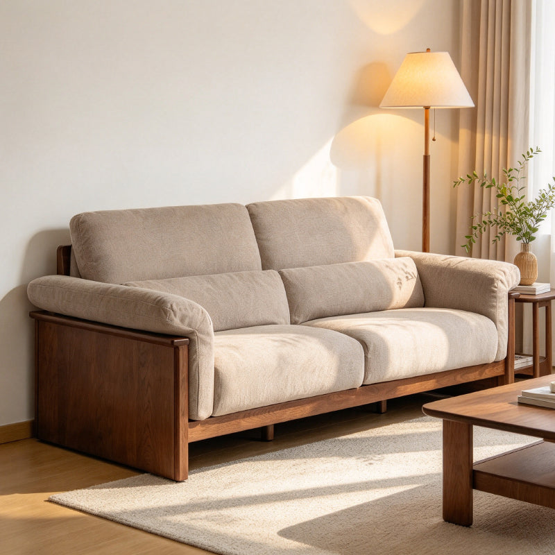 Xander 223cm/253cm/283cm FAS-Graded Solid American Oak Wood Multiple People Sofa Chenille Fabric Multiple Color