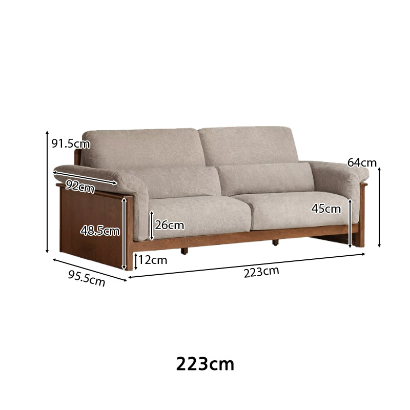 Xander 223cm/253cm/283cm FAS-Graded Solid American Oak Wood Multiple People Sofa Chenille Fabric Multiple Color