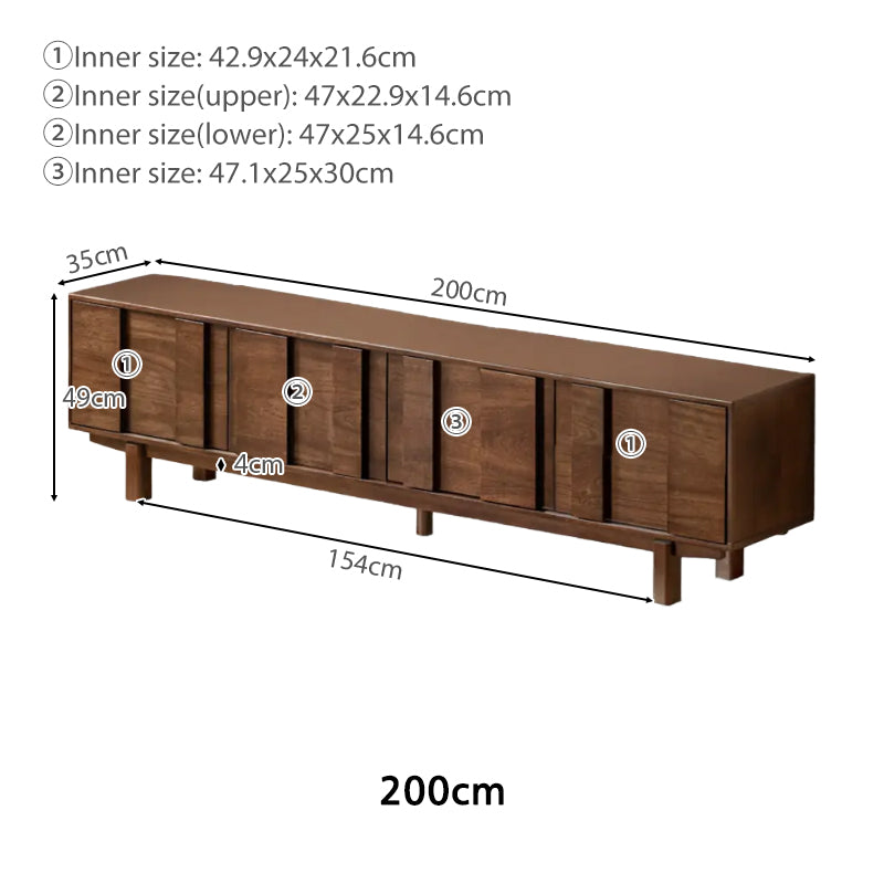 Alberta 2m/2.2m/2.4m Merpauh Wood TV Stand/Entertainment Unit For Home Walnut Color