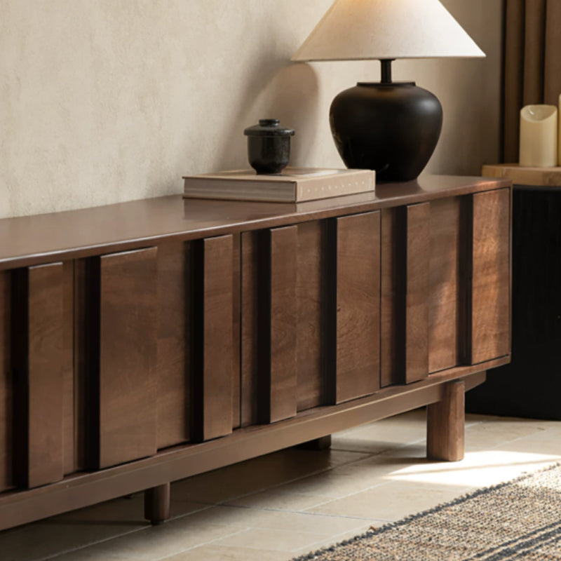 Alberta 2m/2.2m/2.4m Merpauh Wood TV Stand/Entertainment Unit For Home Walnut Color