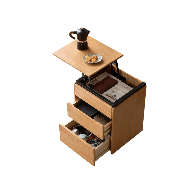 Amaris 45cm Rubberwood Left-opening Adjustable Side Table/Bedside Table/Nightstand with Drawer For Bedroom