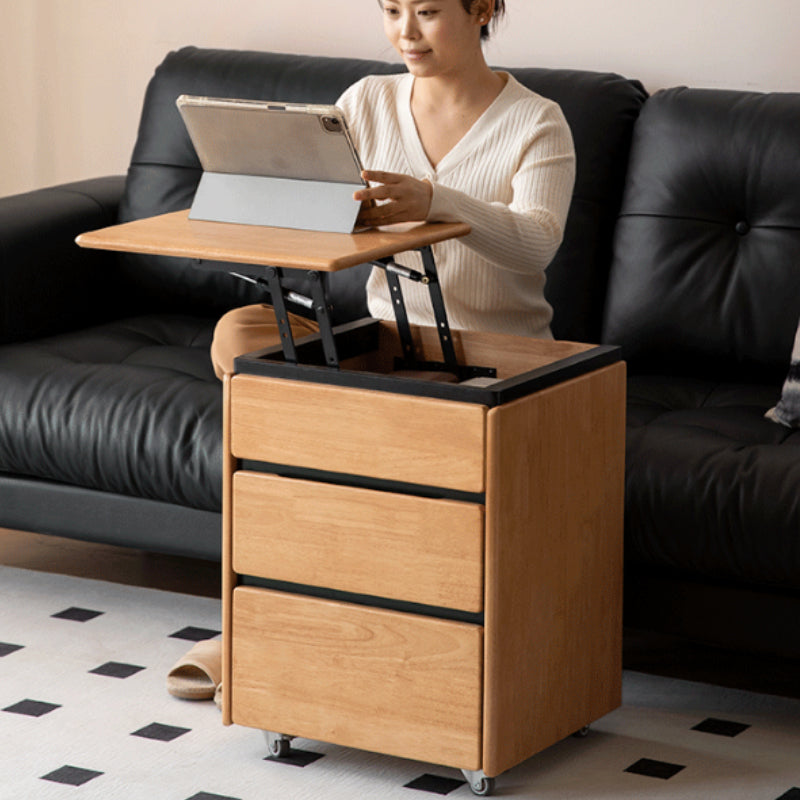 Amaris 45cm Rubberwood Left-opening Adjustable Side Table/Bedside Table/Nightstand with Drawer For Bedroom