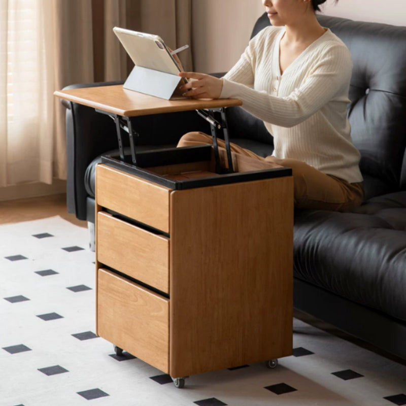 Amaris 45cm Rubberwood Left-opening Adjustable Side Table/Bedside Table/Nightstand with Drawer For Bedroom