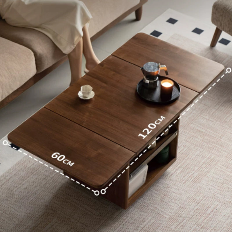 Ainsley Foldable FAS-Graded Solid American Oak Wood Adjustable Height Coffee Table / Mobile Side Table With Swivel Wheels