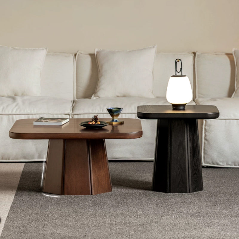 Aldo Solid Golden‑flower Pear Wood/Fraxinus Mandshurica Wood Coffee Table/Side Table Set