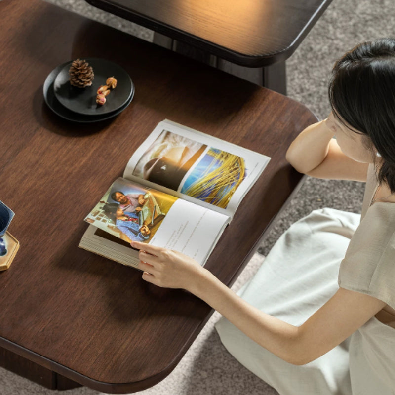 Aldo Solid Golden‑flower Pear Wood/Fraxinus Mandshurica Wood Coffee Table/Side Table Set