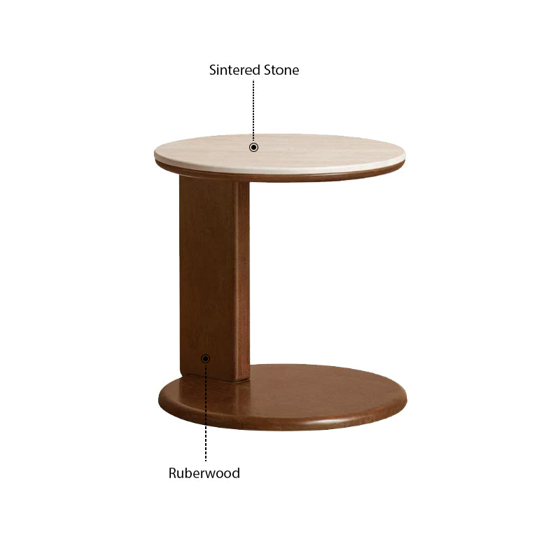 Alessandra Rubberwood Round Coffee Table/Side Table Set With Ceramic Multiple Color