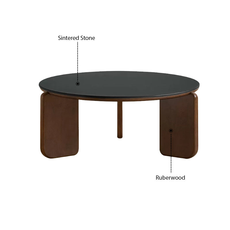 Alessandra Rubberwood Round Coffee Table/Side Table Set With Ceramic Multiple Color