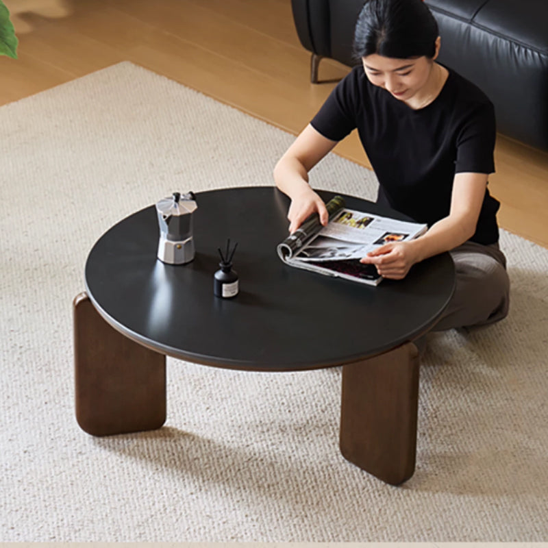 Alessandra Rubberwood Round Coffee Table/Side Table Set With Ceramic Multiple Color