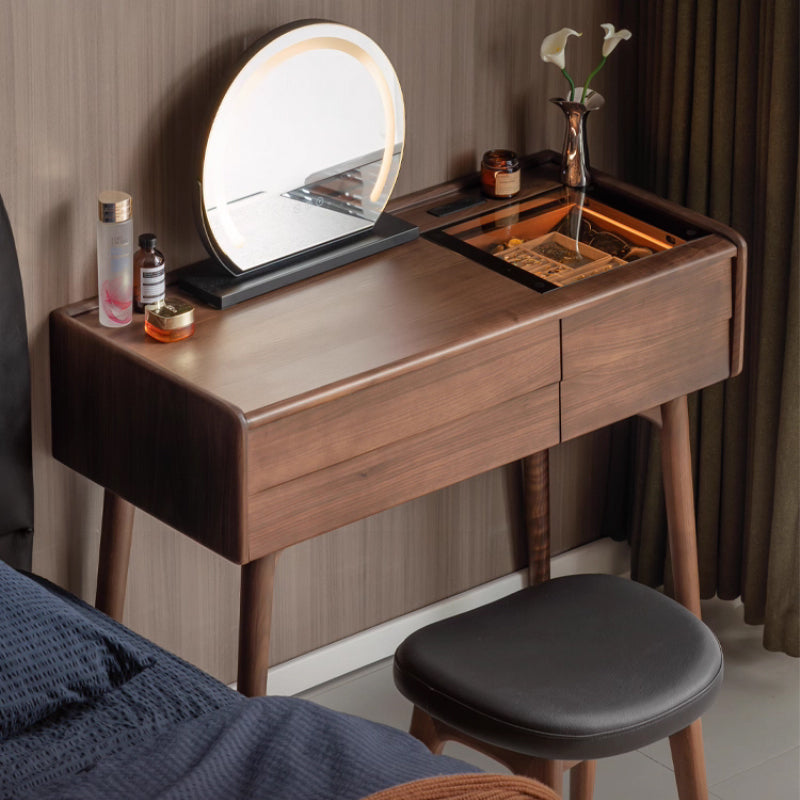 Charlene FAS-Graded Solid Black Walnut Wood/American Oak Wood Dressing Table/Bedroom Vanity Table with Drawer