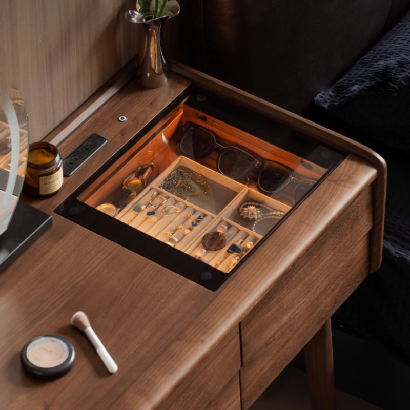 Charlene FAS-Graded Solid Black Walnut Wood/American Oak Wood Dressing Table/Bedroom Vanity Table with Drawer