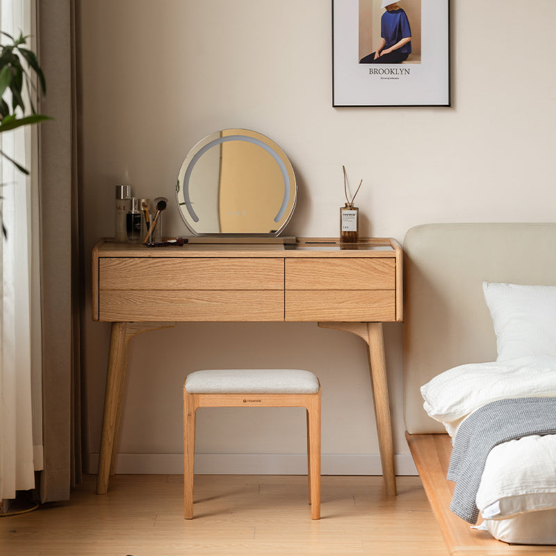 Charlene FAS-Graded Solid Black Walnut Wood/American Oak Wood Dressing Table/Bedroom Vanity Table with Drawer