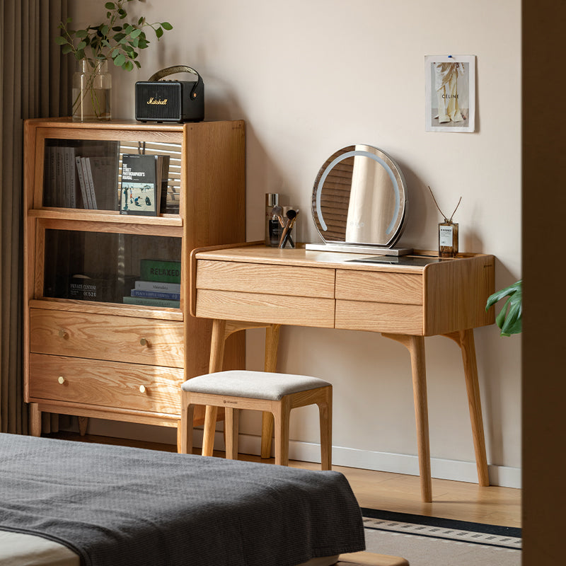 Charlene FAS-Graded Solid Black Walnut Wood/American Oak Wood Dressing Table/Bedroom Vanity Table with Drawer