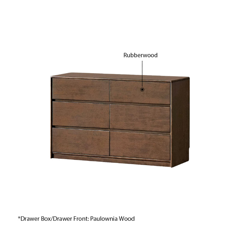 Alecto 120cm Rubberwood Multi-Drawer Bedside Storage Cabinet for Home Walnut Color