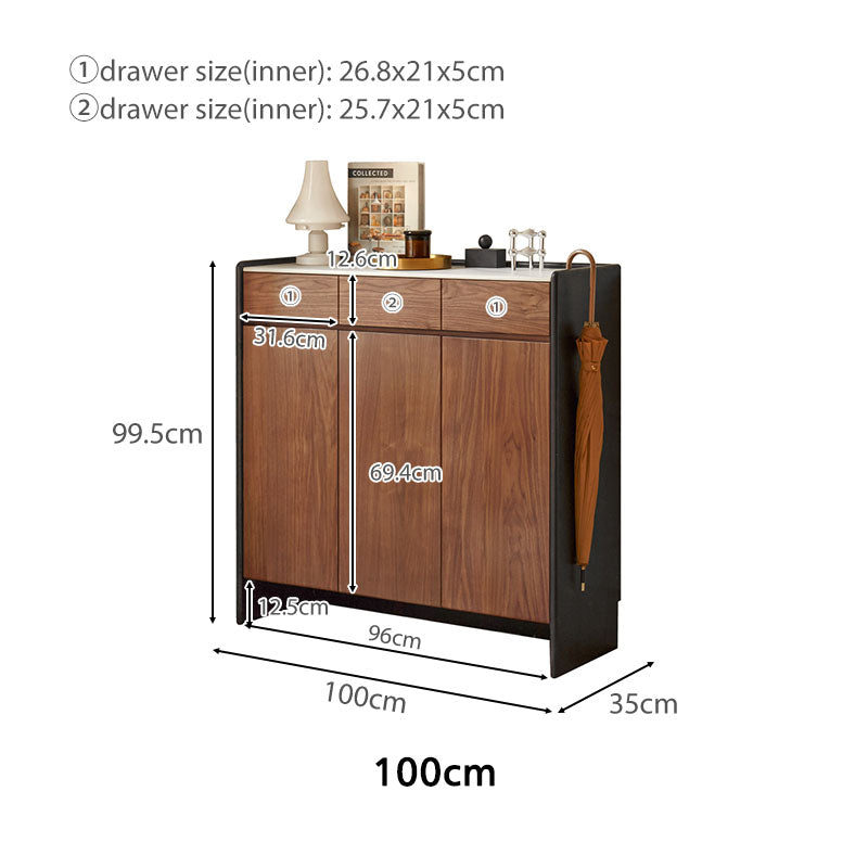 Tziporah 72cm / 100cm FAS-Graded Solid Black Walnut Wood Entryway Shoe Cabinet / Shoe Case With Drawer For Home