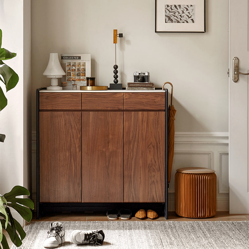 Tziporah 72cm / 100cm FAS-Graded Solid Black Walnut Wood Entryway Shoe Cabinet / Shoe Case With Drawer For Home