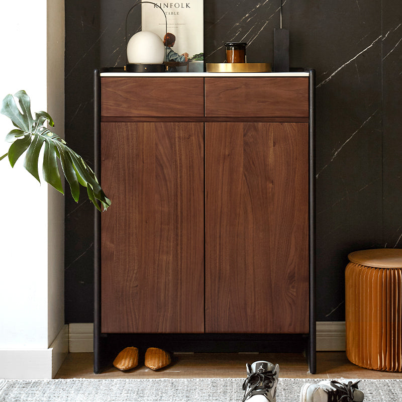 Tziporah 72cm / 100cm FAS-Graded Solid Black Walnut Wood Entryway Shoe Cabinet / Shoe Case With Drawer For Home