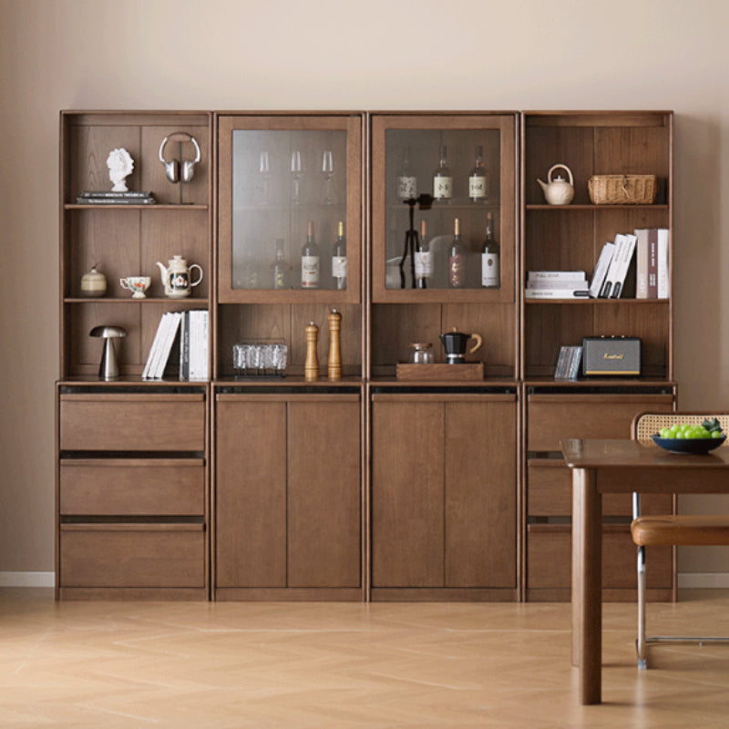 Alva 60cm Rubberwood Combination Bookcase Display Shelf/Storage Cabinet Walnut Color