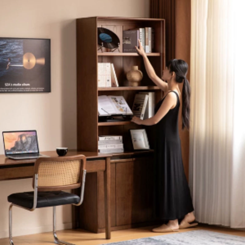Aleta 65cm/80cm Rubberwood Bookcase Display Shelf/Storage Cabinet Walnut Color