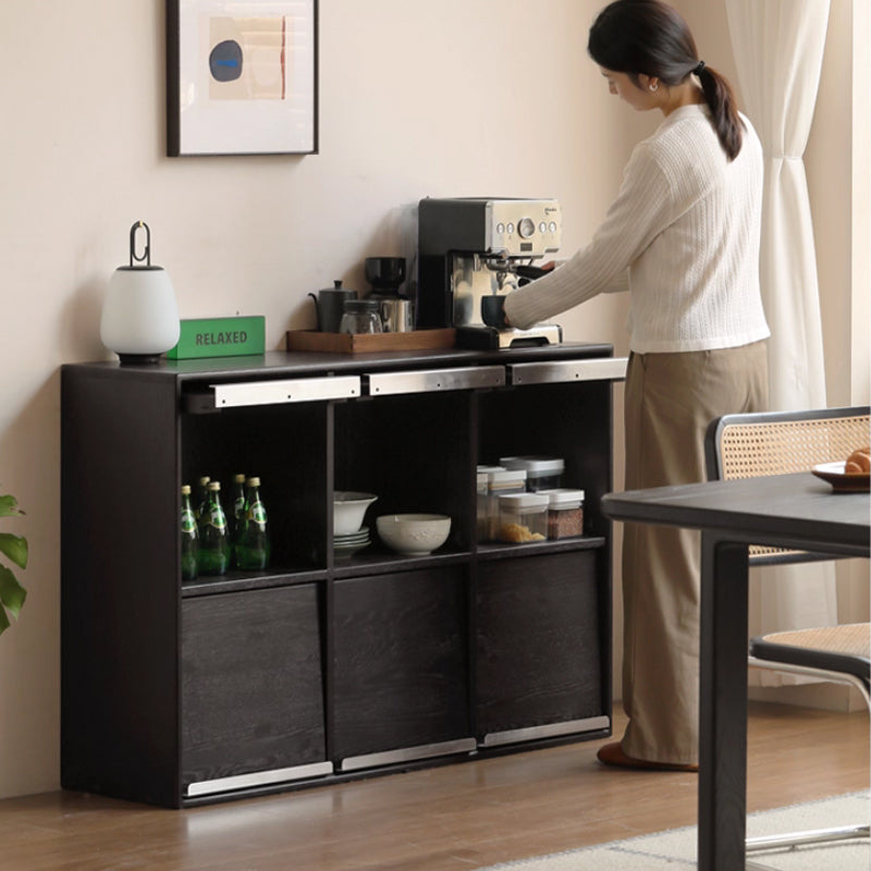 Leah Black Oak Storage Cabinet 86cm or 128cm, Doors