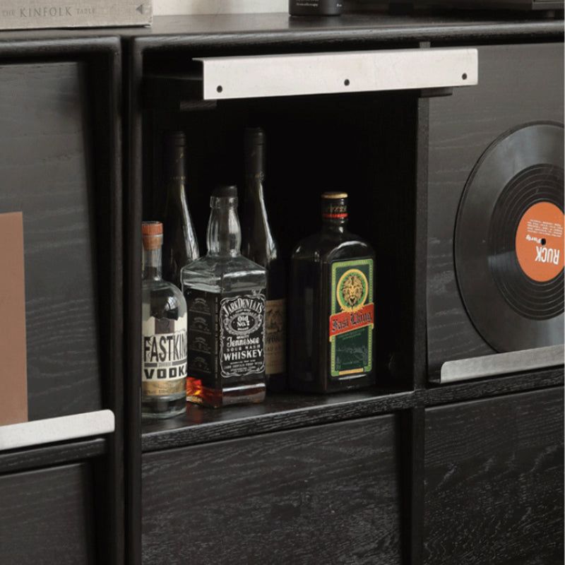 Leah Black Oak Storage Cabinet 86cm or 128cm, Doors – view 3