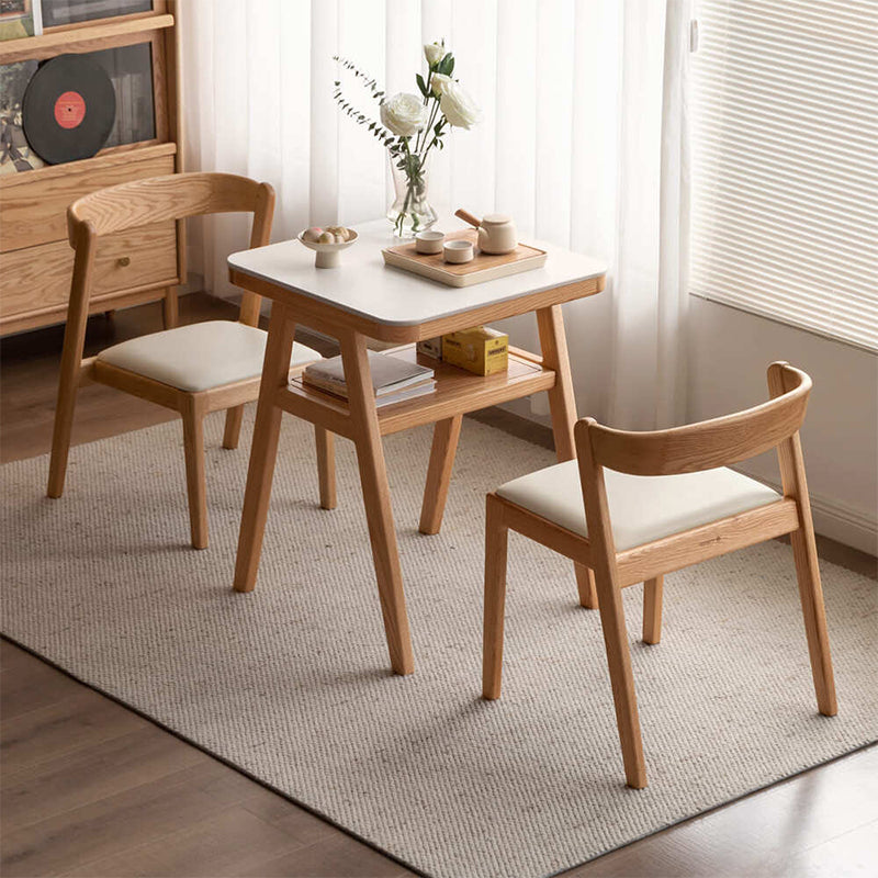 Rayna 60cm FAS-Graded Solid American Oak Wood Square Dining Table Set With Ceramic/Chair Natural Wood Color
